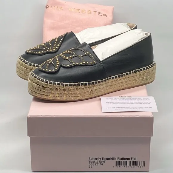 Sophia Webster Butterfly Platform Espadrille Flats size 36