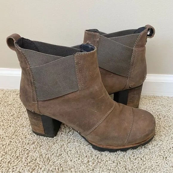 Sorel Addington Chelsea Ankle Boots Block Heel Kettle Tan Brown 8.5
