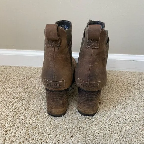 Sorel Addington Chelsea Ankle Boots Block Heel Kettle Tan Brown 8.5