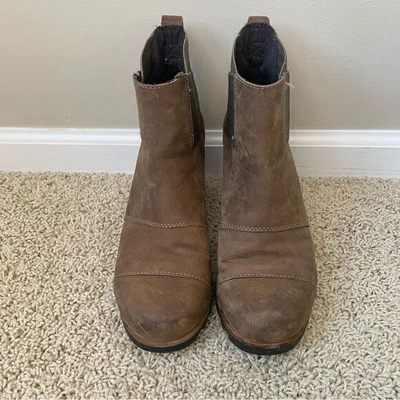 Sorel Addington Chelsea Ankle Boots Block Heel Kettle Tan Brown 8.5