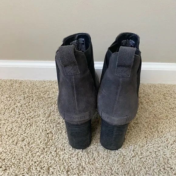 Sorel Addington Chelsea Boots Ankle Boots Block Heel Quarry Grey Suede 8.5