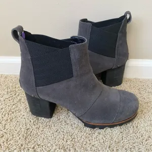 Sorel Addington Chelsea Boots Ankle Boots Block Heel Quarry Grey Suede 8.5