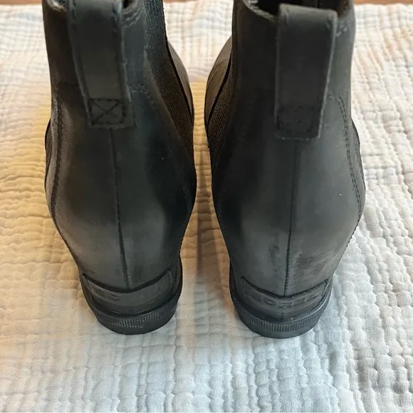 Sorel | Black Evie Pull On Wedge Chelsea Ankle Boots