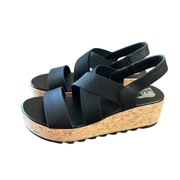 Sorel Cameron Flatform Slingback Sandals Cork Like Platform Retro NEW Size 11