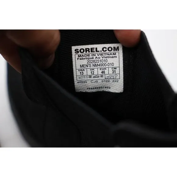 Sorel Carson Chelsea Waterproof Boots Men's Size 13 NM4900-010 Black Suede