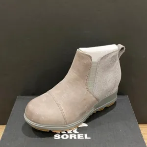 Sorel Evie Grey Lug Sole Wedge Ankle Pull on Bootie Boots Shoes Flats NEW