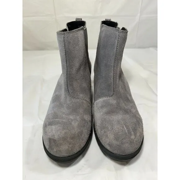 Sorel Joan of Arctic Chelsea Boots Gray Suede Hidden Wedge Booties Size 4