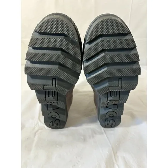 Sorel Joan of Arctic Chelsea Boots Gray Suede Hidden Wedge Booties Size 4