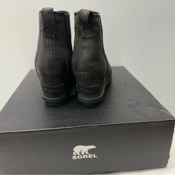 Sorel Joan of Arctic II black leather wedges booties boots women's 7 NL3022-010