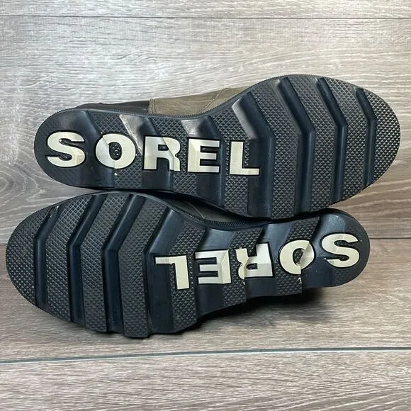 Sorel Joan of Arctic Wedge II Womens Sz 8.5 Quarry Gray Black Leather Ankle Boot