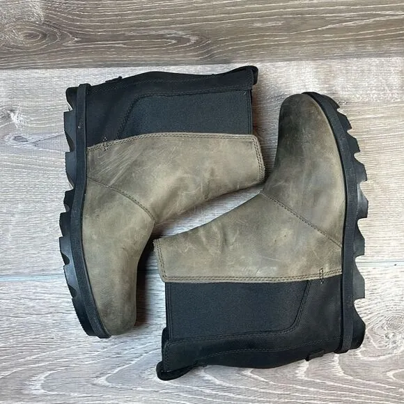 Sorel Joan of Arctic Wedge II Womens Sz 8.5 Quarry Gray Black Leather Ankle Boot
