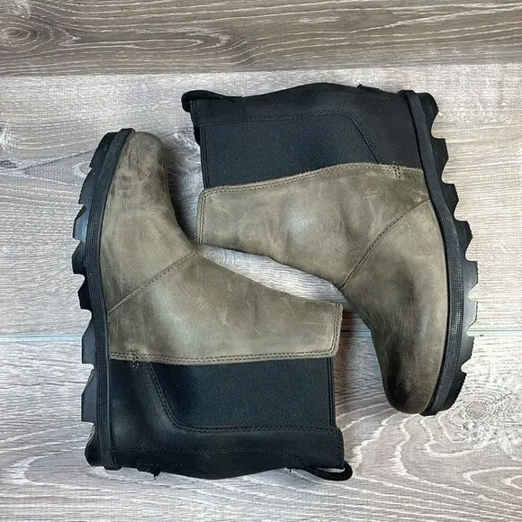 Sorel Joan of Arctic Wedge II Womens Sz 8.5 Quarry Gray Black Leather Ankle Boot