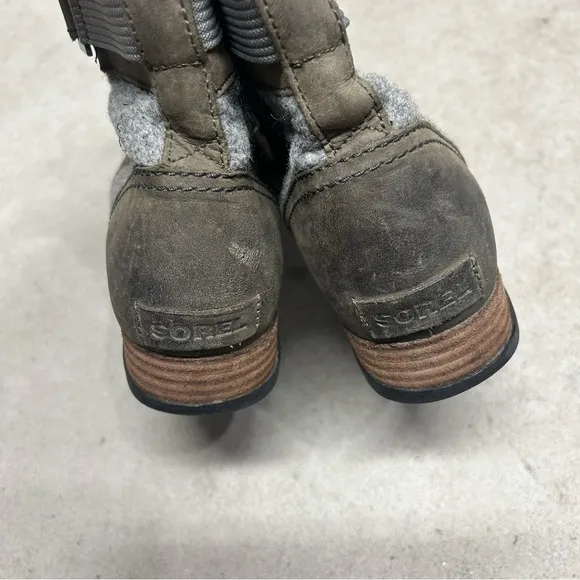 Sorel Major Carly Women's Major Combat Boots Felt Zip &amp; Lace Up Gray Size 8.5