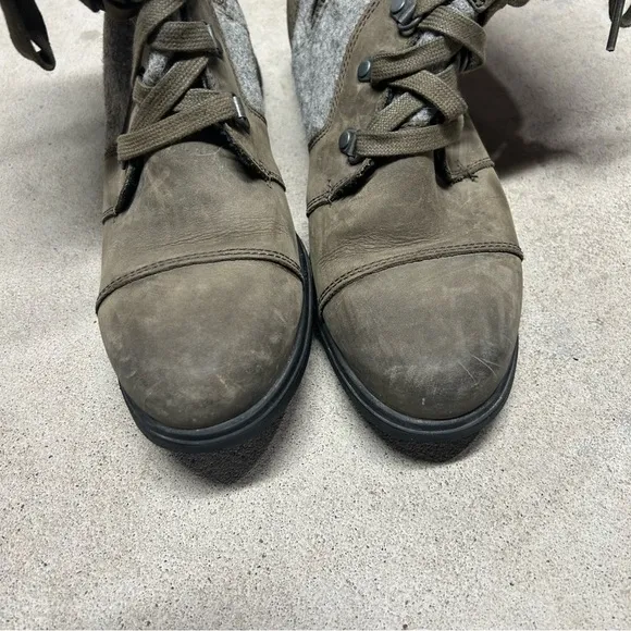 Sorel Major Carly Women's Major Combat Boots Felt Zip &amp; Lace Up Gray Size 8.5