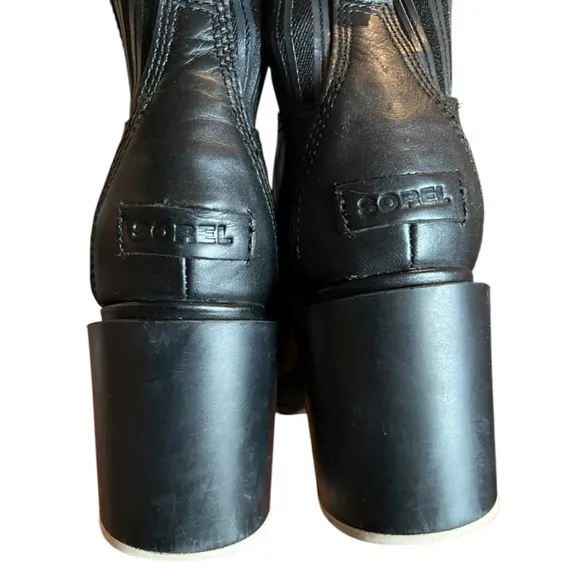 Sorel Margo Chelsea Black Waterproof Leather Boots Size 9.5