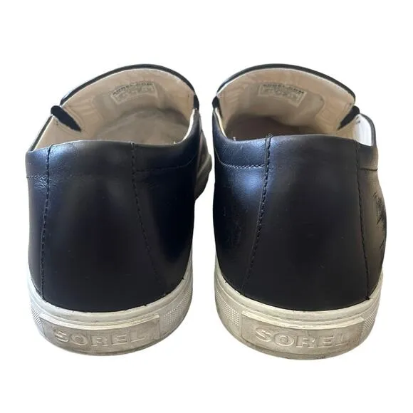 Sorel Men's 13 Caribou Mod Slip-On Waterproof Leather Sneakers Black