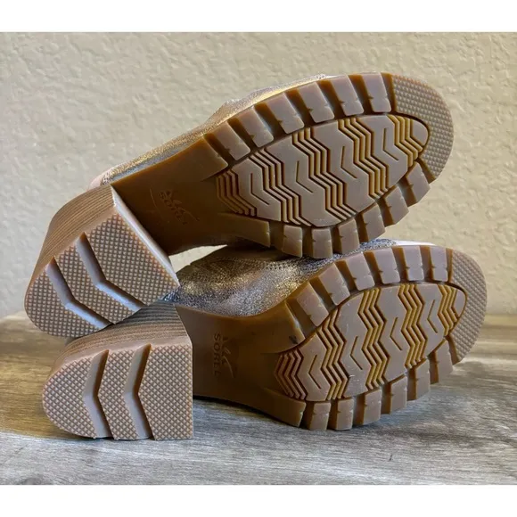 Sorel Nadia Heeled Mule Beige Leather Sandals Womens 7