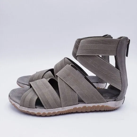 Sorel Out N' About Plus Light Green Casual Everyday Strap Sandals NL3246-365 7.5