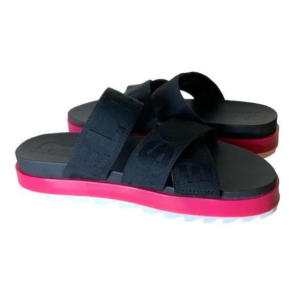 Sorel Roaming Sport Sandal Black Punch Pink Strap Sandals Size 10 NEW