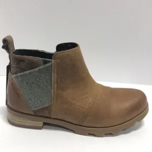 Sorel Women’s Emelie Chelsea Tan Leather Ankle Boots, Size 7.5 M