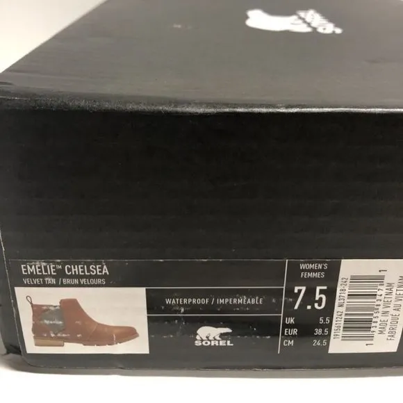 Sorel Women’s Emelie Chelsea Tan Leather Ankle Boots, Size 7.5 M