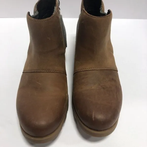 Sorel Women’s Emelie Chelsea Tan Leather Ankle Boots, Size 7.5 M