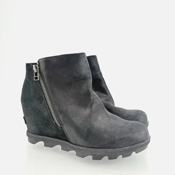Sorel Womens Joan Of Arctic Wedge III Chelsea Ankle Boots Sz 9 Black LL5362-010