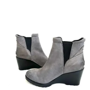 Sorel Women's NL2566 After Hours Chelsea Gray Leather Waterproof Bootie Boots 9