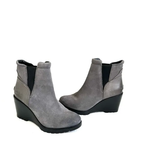 Sorel Women's NL2566 After Hours Chelsea Gray Leather Waterproof Bootie Boots 9