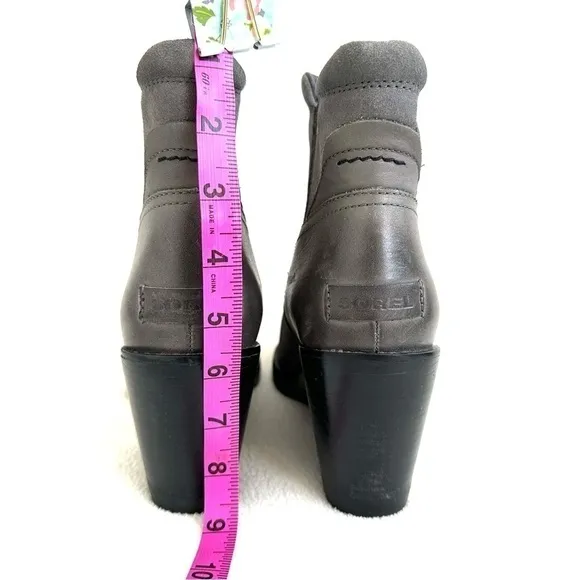 Sorel Women's NL2566 After Hours Chelsea Gray Leather Waterproof Bootie Boots 9