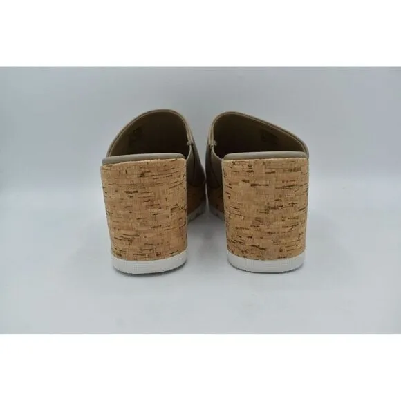 Sorel Womens Size 11 Cameron Wedge Mule Leather Taupe Slip on Platform Sandals