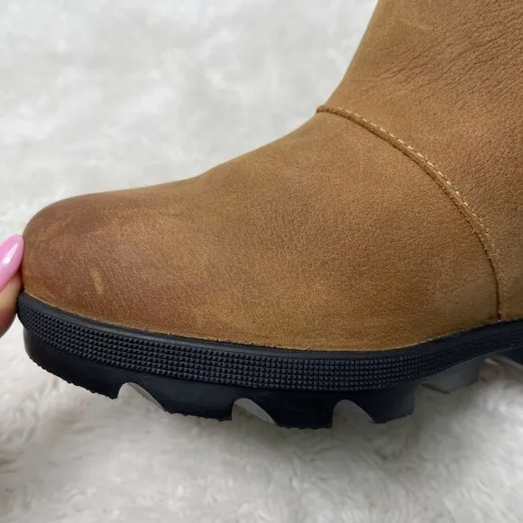 Sorel Women's Tan Joan Of Arctic Wedge II Chelsea Boots Slip On Shoes Size 9