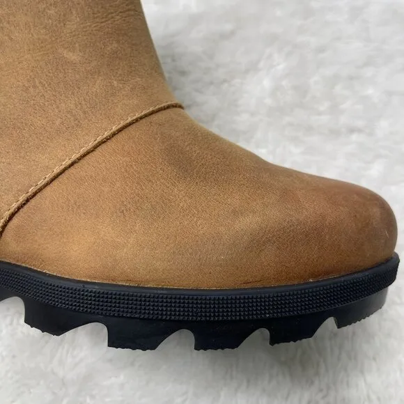 Sorel Women's Tan Joan Of Arctic Wedge II Chelsea Boots Slip On Shoes Size 9