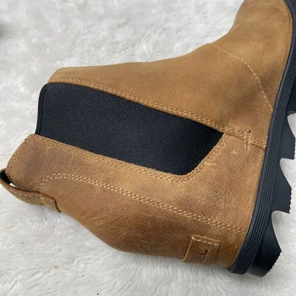 Sorel Women's Tan Joan Of Arctic Wedge II Chelsea Boots Slip On Shoes Size 9
