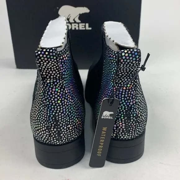 Sorel Youth Emelie Chelsea Black Sea salt boots booties waterproof Sz 5 New NWT