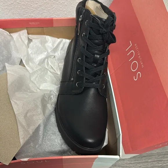 SOUL Naturalizer Nailah Faux Leather Lugged Sole Combat &amp; Lace-up Boots (WIDE)