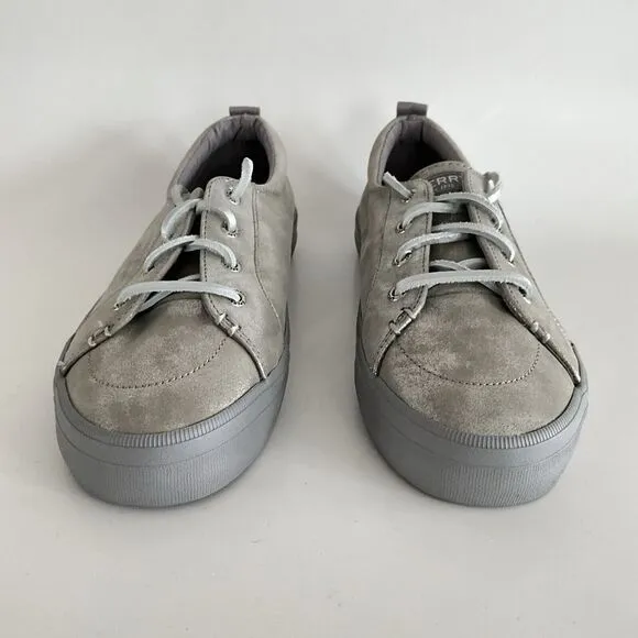 Sperry Sneakers 8M Silver-tone Leather Platform Crest Vibe Shimmer Distressed
