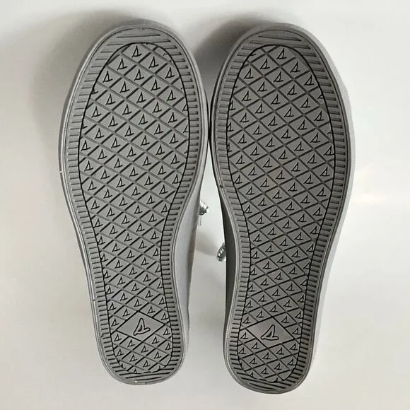 Sperry Sneakers 8M Silver-tone Leather Platform Crest Vibe Shimmer Distressed