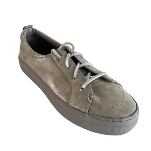 Sperry Sneakers 8M Silver-tone Leather Platform Crest Vibe Shimmer Distressed