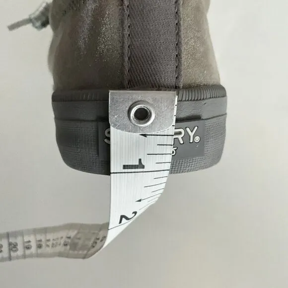 Sperry Sneakers 8M Silver-tone Leather Platform Crest Vibe Shimmer Distressed
