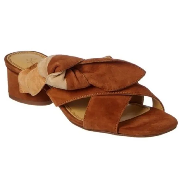 Splendid Women’s Cognac Bow Knot Slip-on Sandals Size 7.5 Suede
