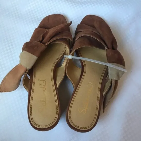 Splendid Women’s Cognac Bow Knot Slip-on Sandals Size 7.5 Suede