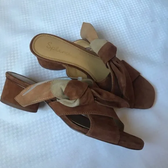 Splendid Women’s Cognac Bow Knot Slip-on Sandals Size 7.5 Suede