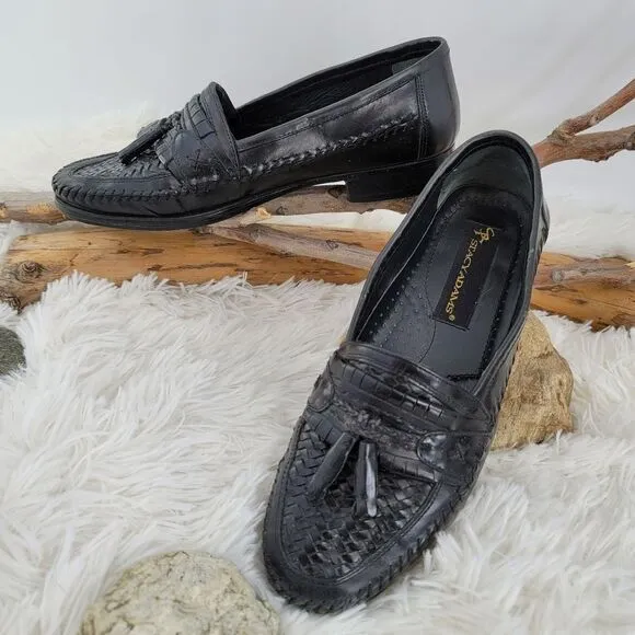 Stacy Adam's woven leather tasseled loafers black