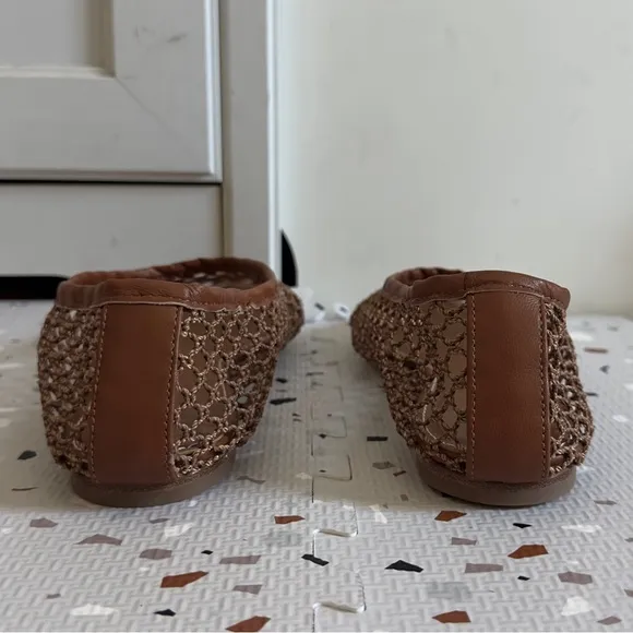 STAUD Brown Woven Leather Flats