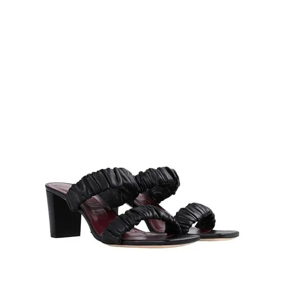 STAUD Frankie Ruched Sandal Black Womens Size 36 6