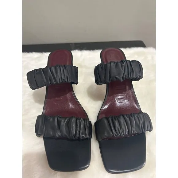 STAUD Frankie Ruched Sandal Black Womens Size 36 6