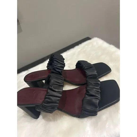 STAUD Frankie Ruched Sandal Black Womens Size 36 6