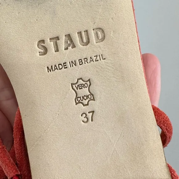 STAUD LAUREL SANDAL in Coral SUEDE