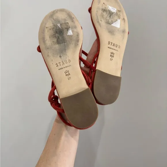 STAUD LAUREL SANDAL in Coral SUEDE